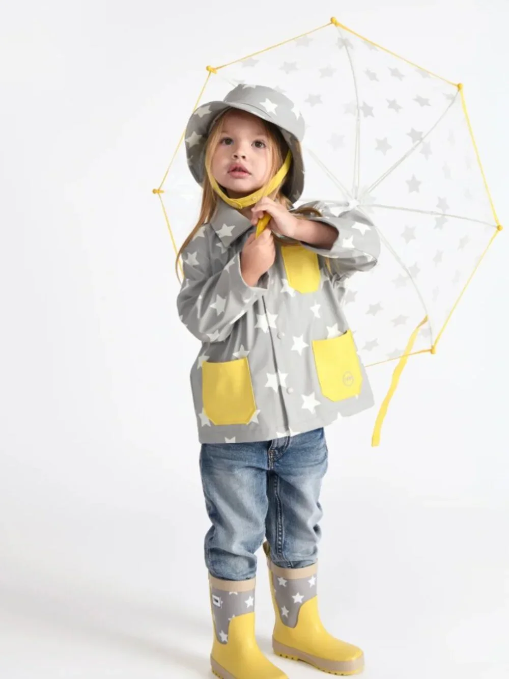 NWT 7am enfant Rain Bucket Hat in Rainy Stars Yellow